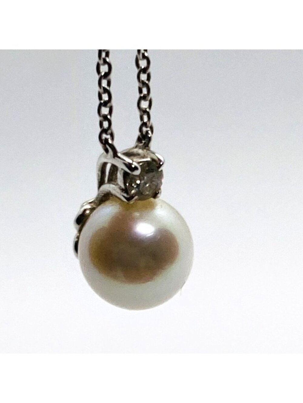 Tiffany & Co 18K White Gold Akoya Pearl Diamond Necklace